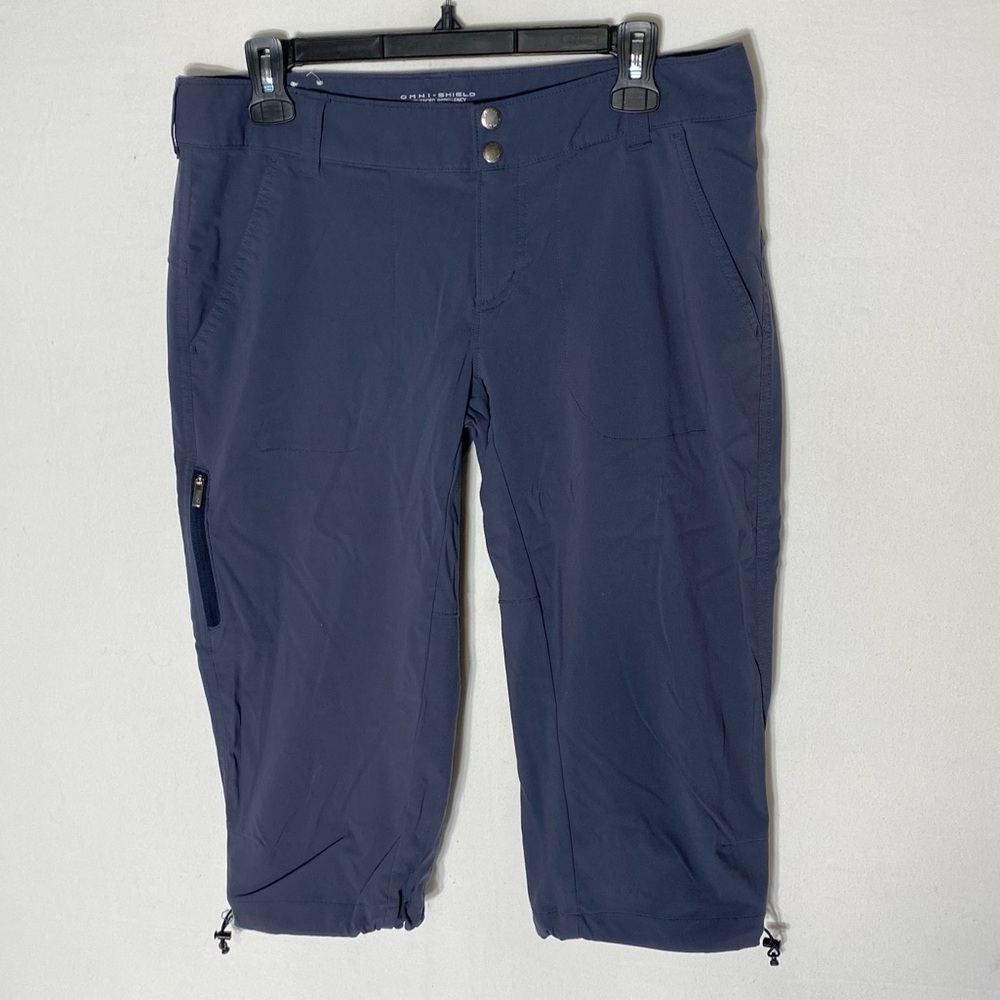Columbia Omni Shield Advanced Repellency Navy Blue Grey Capris 10 Gorpcore